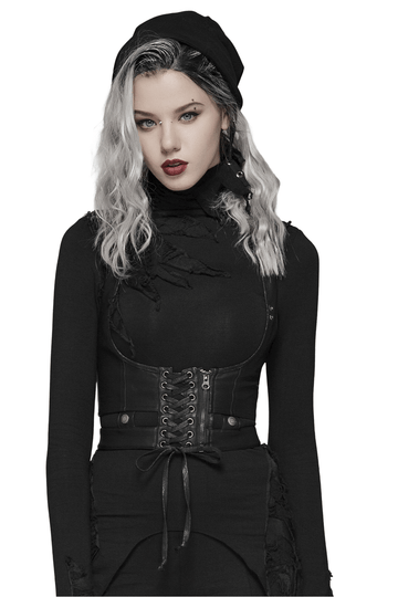 Black Punk-inspired Lace-Up PU Leather Corset